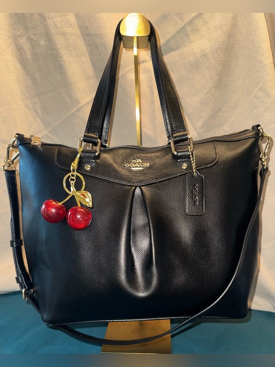 Coach Handbags - Coach F34680 Pleat Tote in Black Crossgrain Leather